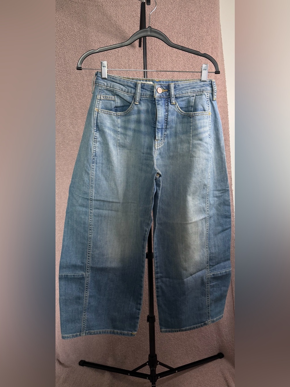 Pilcro Anthropologie Wide Leg Cropped Jeans 25P Petite Medium Wash Denim